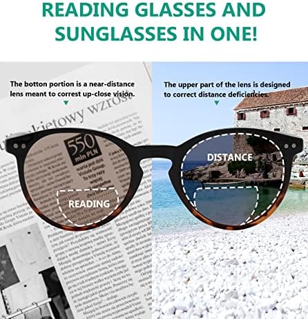 כוורן 4-חבילה דו מוקדי משקפי שמש לנשים קריאה תחת השמש עגול דו מוקדי קוראים