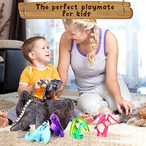 הידרן 5 חתיכות בפלאש צעצוע סט גדול ממולא בעלי החיים עם 4 חמוד דרקונים ב אמא הדרקון של בטן צבעוני