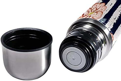 SDFSDFSD 17 גרם ואקום מבודד נירוסטה בקבוק מים ספורט קפה ספל ספל ספל עור אמיתי עטוף BPA בחינם, דפוס פרחי צבעי