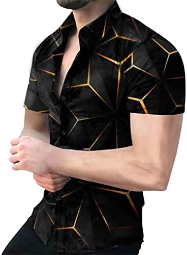 ZDFER 2022 חולצות גברים חדשות, מעצב קיץ כפתור שרוול קצר מטה חולצות גיאומטריות הדפסה גיאומטרית