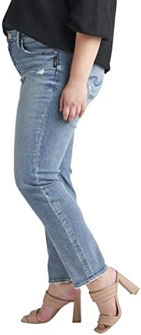 חברת ג ' ינס כסף. נשים פלוס גודל אייברי עלייה גבוהה ישר רגל ג ' ינס