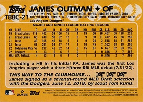2023 טופס 1988 כסף כרום בייסבול ט88 סי-21 ג ' יימס אוטמן טירון כרטיס