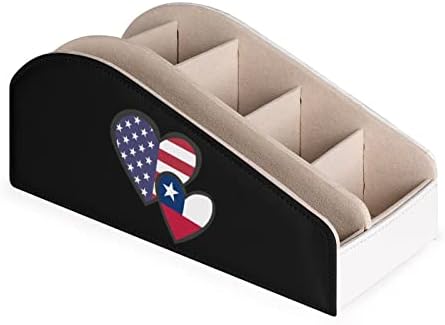 שלובים לבבות אמריקאי צ ' ילה דגל שלט רחוק מחזיק עם 6 תאים עור מפוצל שולחן מארגן שולחן תיבת אחסון לבית משרד