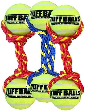 Petsport מיני Tug Tug Max כלבים צעצוע, 7 אינץ ', חבל וכדורי טניס עמידים, צבעים שונים