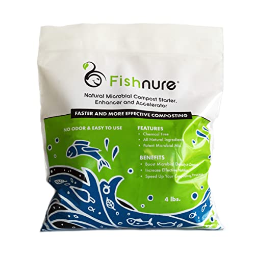 Fishnure 4 פאונד מתנע קומפוסט טבעי, משפר ומאיץ - תיק 1 ל 1000 קילוגרם קומפוסט עם תערובת חיידקים קניינית