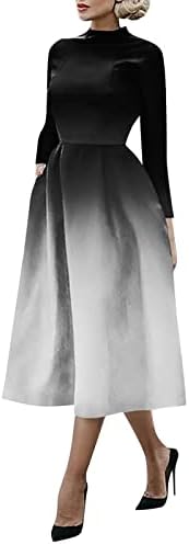 אלגנטי אביב שמלות לנשים 2023 ארוך שרוול מוק צוואר קפלים זורם קו מקסי שמלת חג סתיו ארוך שמלות