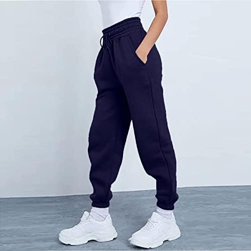 מכנסיים של HUANKD נשים מזדמנים אופנה ספורט צבע אחיד בכיס מכנסי טרנינג מזדמנים מכנסיים מכנסיים מזדמנים