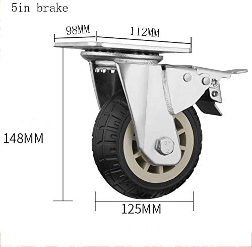 שילוב Accduer גלגלים כבד חילונים תעשייתיים גלגלים מסתובבים גלגלים גומי 2 עם בלמים 2 ללא בלמים, ללא עומס