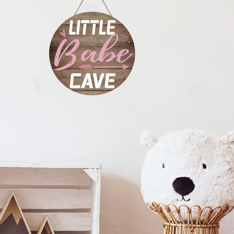 חמירת תינוקת קטנה וחמודה שלט מעגל מעגל עץ שלט דלת לילדה קטנה חדר משתלת אמנות קיר טבעי עץ תינוק