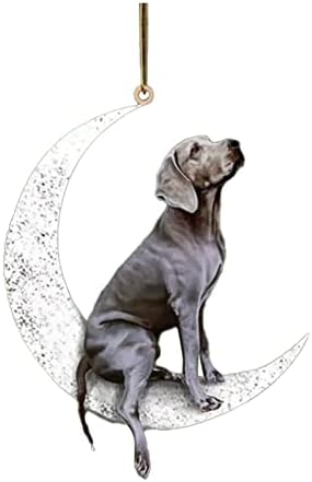 כלב חג המולד יושב על הירח קישוט תליון יצירתי תקע שחור בגר חג המולד