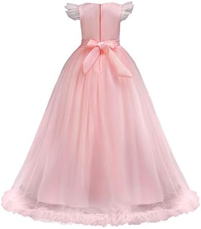 מוריסאם ילדה של רקמת טול תחרה מקסי פרח ילדה חתונה שמלת יום הולדת תחרות הקודש ריקוד מסיבת טול שמלה