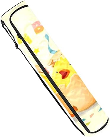 יום הולדת שמח חמוד צהוב חומוס וקונפטי יוגה מחצלת תיק עם רצועת כתף יוגה מחצלת תיק חדר כושר תיק חוף תיק