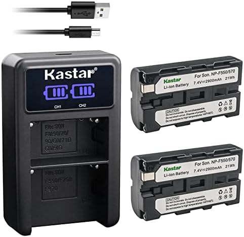 KASTAR NP-F570 LED2 מטען סוללות USB תואם ל- MVC-CD1000 MVC-CD400 MVC-CHF81 MVC-CKF81 MVC-FD100 MVC-FD200