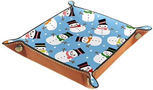 Lyetny Winter את חג המולד של איש השלג מארגן מגש אחסון קופסת מיטה מיטה קאדי שולחן עבודה מגש החלפת ארנק מפתח קופסת
