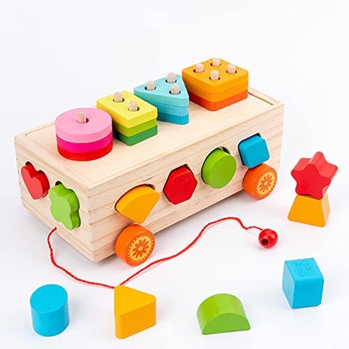 צעצוע מכוניות מיון מעץ Nooly, מיון מעץ מונטסורי צעצועים במשך 3+ בני גן ילדים ונערות JMTC-01 MZL-038