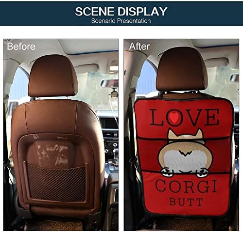 Love Corgi Butt Car Back Back Protector Mats מחצלות מארגן הגנה אטומה למים עם כיסי אחסון 1 pc