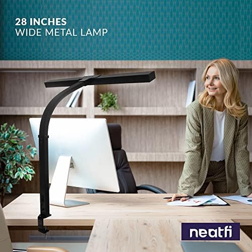 מנורת שולחן Flex של Neatfi עם מהדק, ניתן לעמעום, 3,000 לומן 30 וולט אור צג, אור 3000K-6500K טמפרטורת צבע מתואמת,