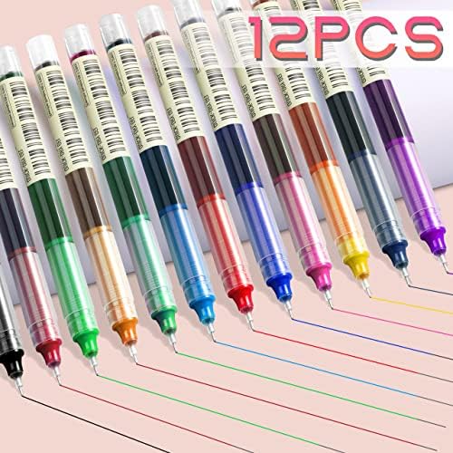 עט עט צבעוני גלגל עטים נקודה עדינה כתיבה חלקה עטים ג'ל עטים 12 יחידות עטים מגוונים צבעוניים ליומן רישום