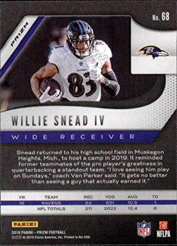 2019 Panini Prizm Prizm Neon Green 68 Willie Snead IV Baltimore Ravens כרטיס מסחר בכדורגל NFL