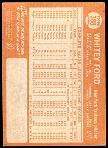 1964 Topps 380 Whitey Ford New York Yankees Good Yankees