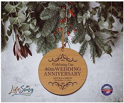 אבני דרך של Lifesong אימה אישית קישוט לחג המולד בסגנון עץ בסגנון 40 שנה לנישואין - ארבעים שנה