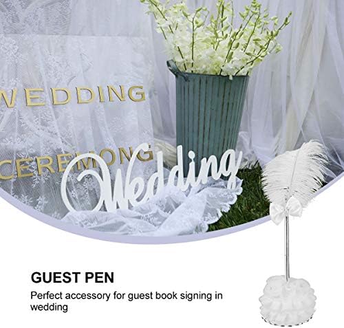 מסיבת פלומת עט עם מחזיק חתונה כלה אורח חתימת עט עם בסיס דקור עבור אירועים חגיגה טובות