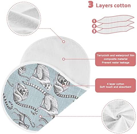 Yyzzh lemurs דפוס חיה טרופית על מטליות בורפ של מוסלין אפור לתינוק 1 אריזה כותנה כביסה כביסה לתינוק
