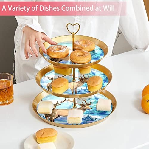 עוגת עומד סט של 3, שני צבי בחורשה הכן תצוגת שולחן קינוח דוכן הקאפקייקס לחתונה תינוק מקלחת חגיגה