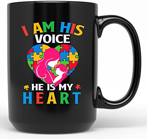 אני שלו קול הוא שלי לב ספל לאוטיזם אמא קפה ספל מתנה אוטיזם מודעות אוטיזם לוחם אוטיזם תומך האיץ