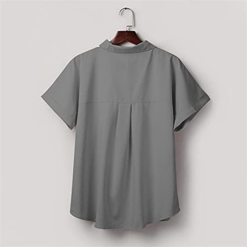 סתיו סתיו חולצה לנשים 2023 בגדים כפתור שרוול קצר כלפי מעלה חולצה עליונה צנועה לנשים DX DX
