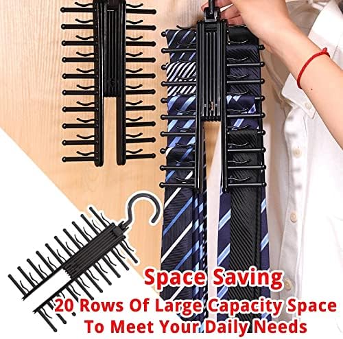 אגוז 20 שורות עניבת מתלה עניבות עניבות עניבות קולב מתכווננות 360 מעלות מחזיק סיבוב מארגן ארון רב -פונקציונלי