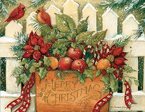 כרטיסי חג המולד של לאנג ברוך הבא לחג המולד מאת סוזן וינגט, 18 קלפים עם 19 מעטפות ויצירות אמנות