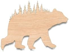 עץ לא גמור למלאכות-צורת דוב וודלנד-חיות בר וודלנד - גדול וקטן-גודל פיק - צורות חיתוך עץ לא גמורות
