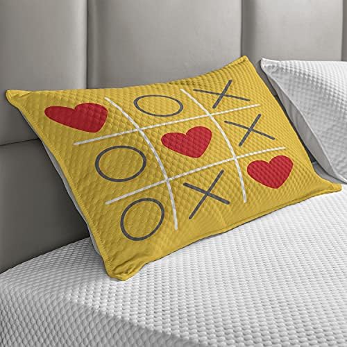 Ambesonne Love Lovelowsed Pillowcover, משחק טיק-טק אצבע עם Xoxo עיצוב שטוח תן לי לנשק אותך איור רומנטי