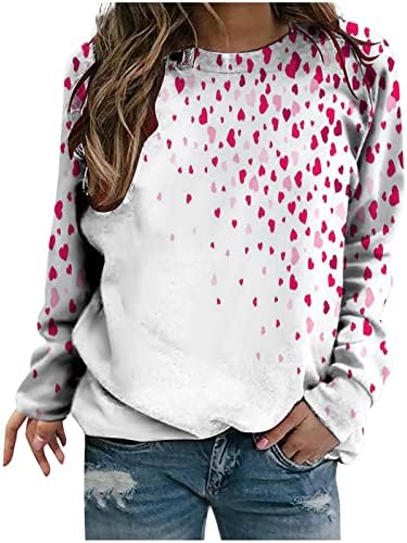Oplxuo אהבה סווטשירט גרפי גרפי לנשים סוודר של יום האהבה טייז שרוול ארוך חולצות חולצות מודפסות חולצות