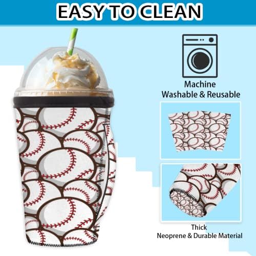 בייסבול מצחיק לשימוש חוזר של כוס קפה קרח עם שרוול עם ידית ספורט בייסבול ניאופרן Koozies מבודד קרח כוס קפה שרוול