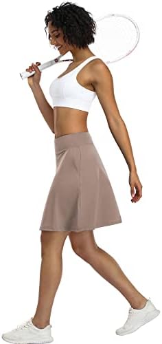 COORUN 20 '' חצאית טניס באורך הברך לנשים עם 6 כיסים גולף חצאיות עם חצאיות אימון של מכנסיים קצרים