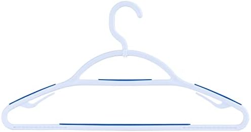 עמוד התווכות שאינו מקליבי בגדים, חבילה 5, צוואר מסתובב, לבן וכחול, פלסטיק עמיד