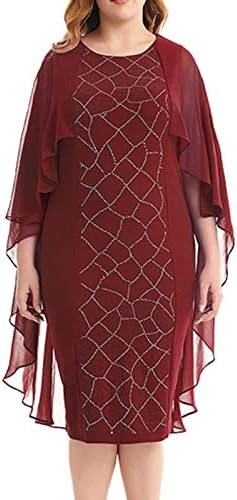 נשות ICODOD שמלת מקסי חצי שרוול שרוול שמלות מסיבות רשת רשמיות לנשים קלאסיות פלוס גודל צוואר צוואר