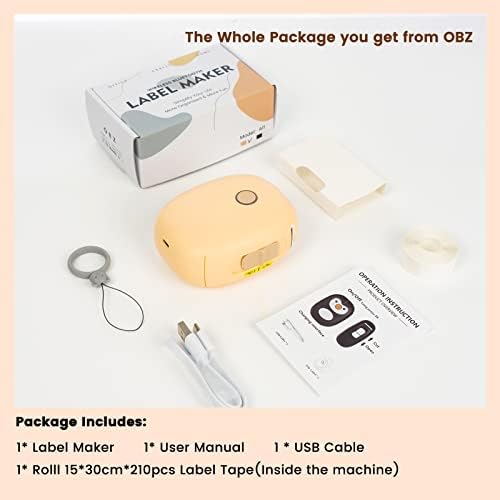 יצרני תוויות של OBZ Mini, מכונת יצרנית תוויות Bluetooth עם קלטת עם קלטת למשרד ביתי, ארגון חנות, אחסון,