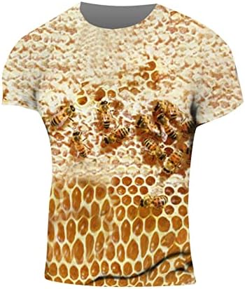 קיץ דבורת דבש גרפית שרוול קצר חולצות T לגברים 3D מודפסים צוות אופנה צווארון צווארון חיצוני