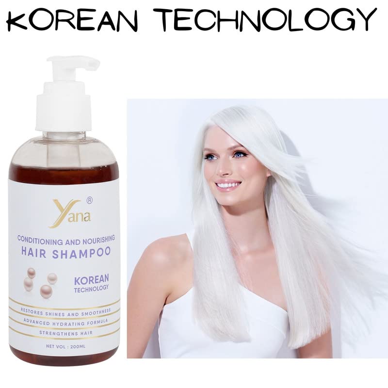 שמפו שיער של יאנה עם שמפו שיער טכנולוגי קוריאני ומרכך שיער יבש ומקורזל