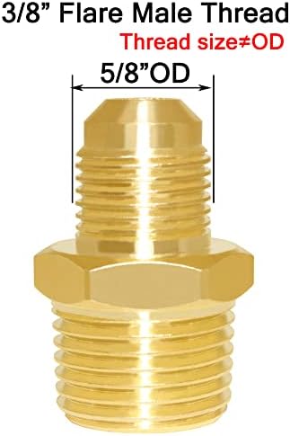 צינור התלקחות פליז התאמת צימוד מתאם גז 3/8 התלקחות זכר איקס 1/2 מחבר צינור זכר