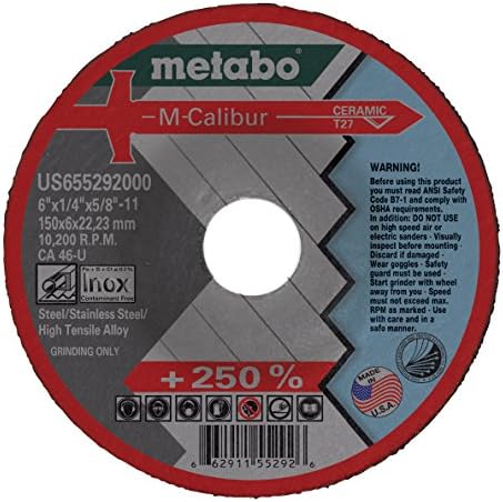 Metabo-יישום: פלדה/נירוסטה-4-1/2 x 1/4 x 5/8 -11-CA46U M-calibur T27, סוג 27 מ '-קאליבר מדוכא גלגלים טחינה