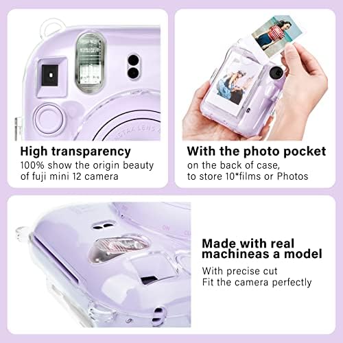 מקרה Muziri Kinokoo תואם ל- Fuji Instax Mini 12/Polaroid Mini 12 מצלמה מיידית, CASE HARD PVC