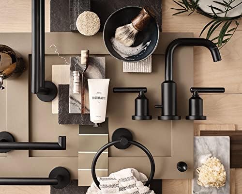 מואן גיבסון שחור מט דו ידית רחבה קשת גבוהה ברז כיור אמבטיה מודרני, ברז אמבטיה מודרני לכיורי אמבטיה שלושה