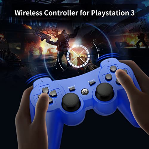 Funcilit for PlayStation 3 בקר אלחוטי לבקרת בקר PS3 עבור PS3 שלט עם הלם כפול 3/חיישן תנועה/Bluetooth, כבל