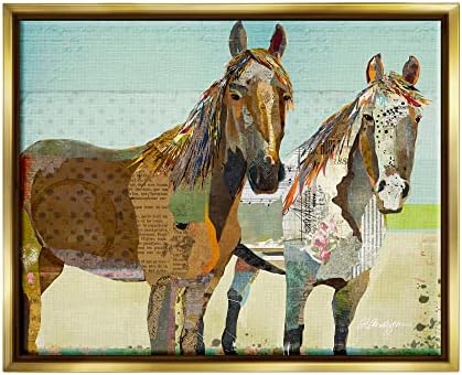 תעשיות סטופל סוסי חווה פראית שכבתי סידור קולאז 'שכבתי אמנות קיר ממוסגרת, עיצוב מאת טרייסי אנדרסון