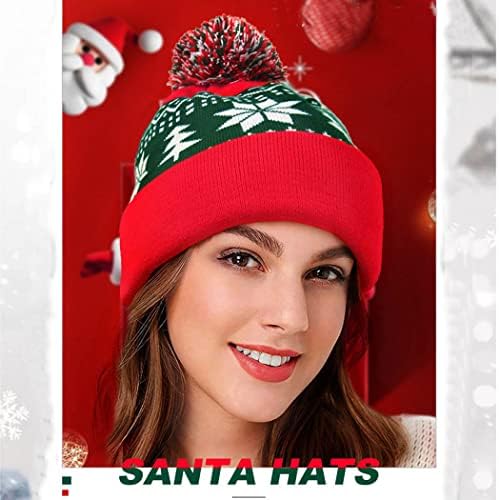 חג המולד כבל סרוג סנטה כובע חג המולד חג הסרוגה כפת פום פום כובע מבוגרים יוניסקס חדש שנה חגיגי ספקי צד