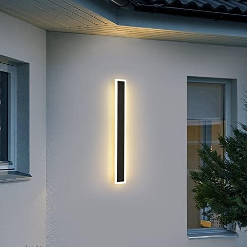 יאוושם פמוט קיר חיצוני 18 ואט אורות קיר מודרניים גוף תאורה חיצוני תאורת קיר אקרילית ארוכה 35.4 בצבע לבן חלבית איי-65